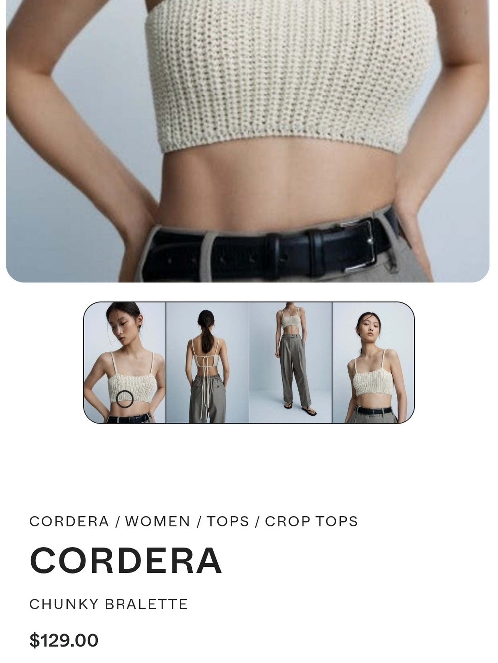 Cordera Black Chunky Knit Crop Top Bralette (One Size)